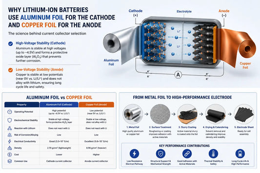 Why Lithium-Ion Batteries Use Aluminum Foil for the Cathode and Copper Foil for the Anode