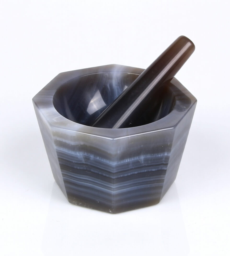 Natural Agate Mortar and Pestle Set flux Battery