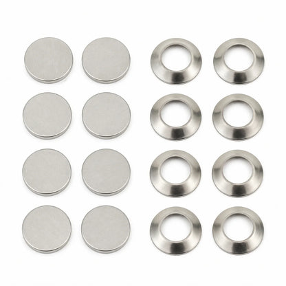 CR2032 double-sided aluminum-clad spacers and conical springs, top view
