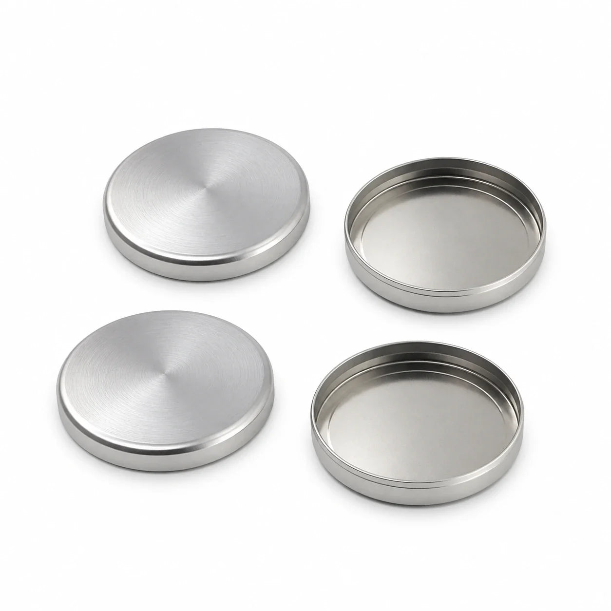 CR2430 aluminum-clad coin cell positive and negative cases, exploded view