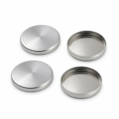 CR2430 aluminum-clad coin cell positive and negative cases, exploded view